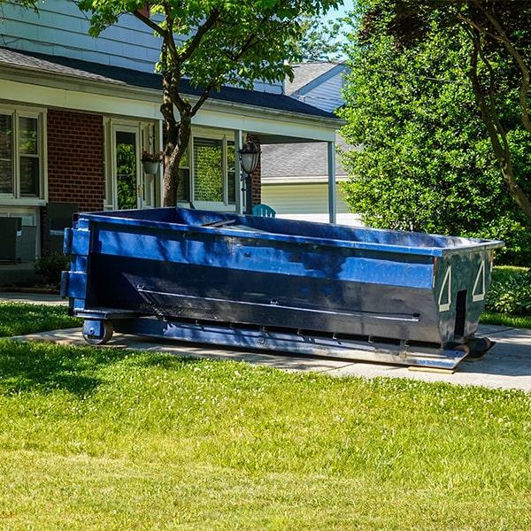 residential dumpsters can be placed on a driveway or yard, but safety measures ought to be required to avoid damage to the property